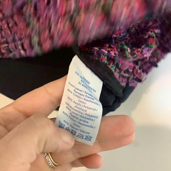 Boden shortsleeve purple black tweed blouse with small front pocket size 10 - Picture 5 of 5